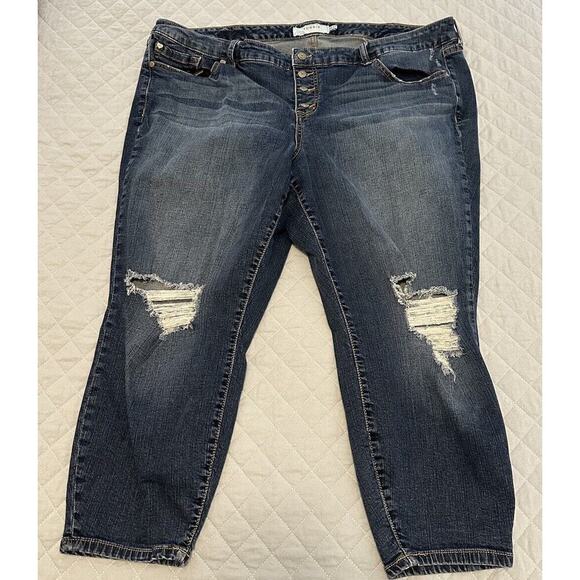 Torrid Sophia Crop Button Fly Distressed Jeans 24 - Picture 1 of 11